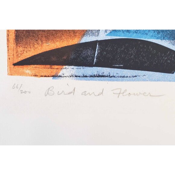 Irving Amen Vintage Mid Century Bird and Flower Wall Art Print 66/200 Signed - Picture 2 of 5